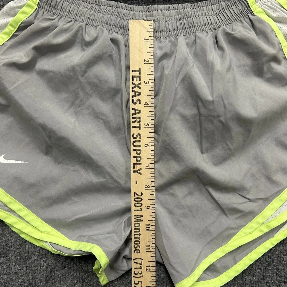 Nike Shorts Womens Size S Gray Dri-Fit Running Athletic Neon Yellow Trim Casual